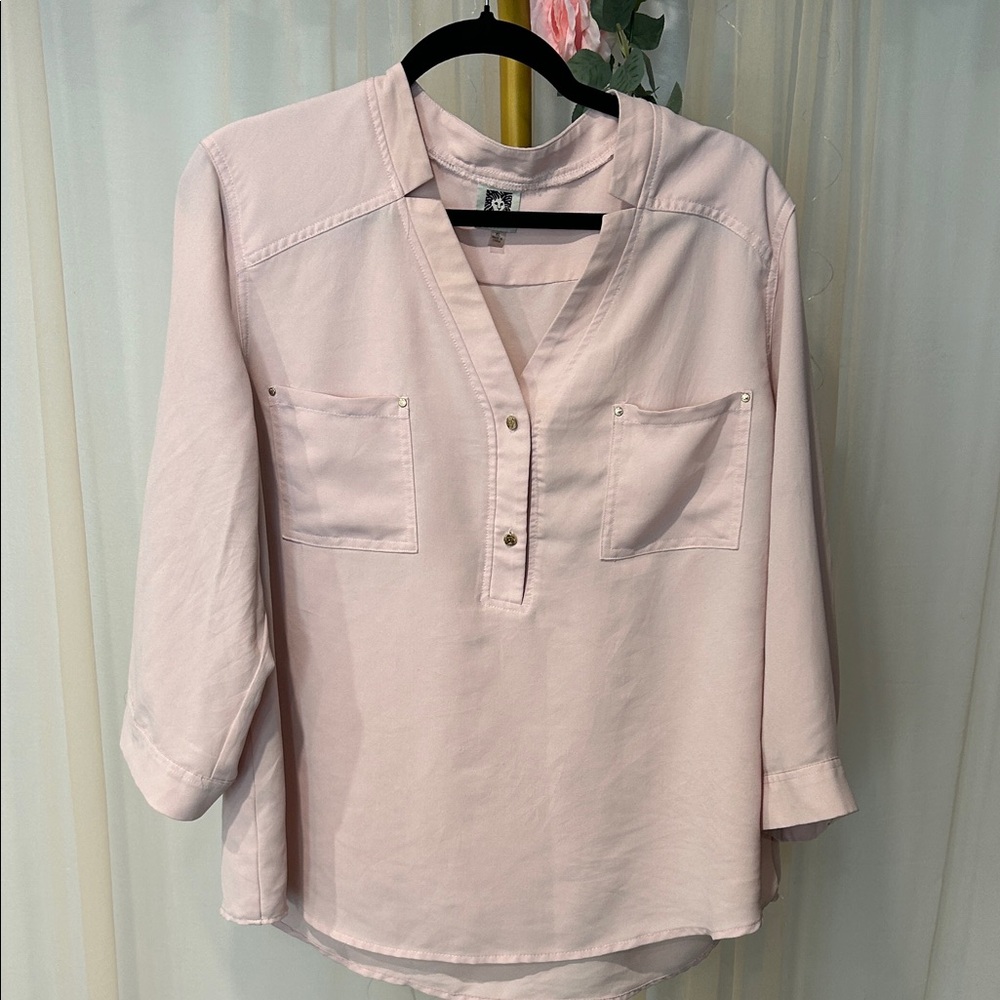 Anne Klein Blush Button-Front Blouse
